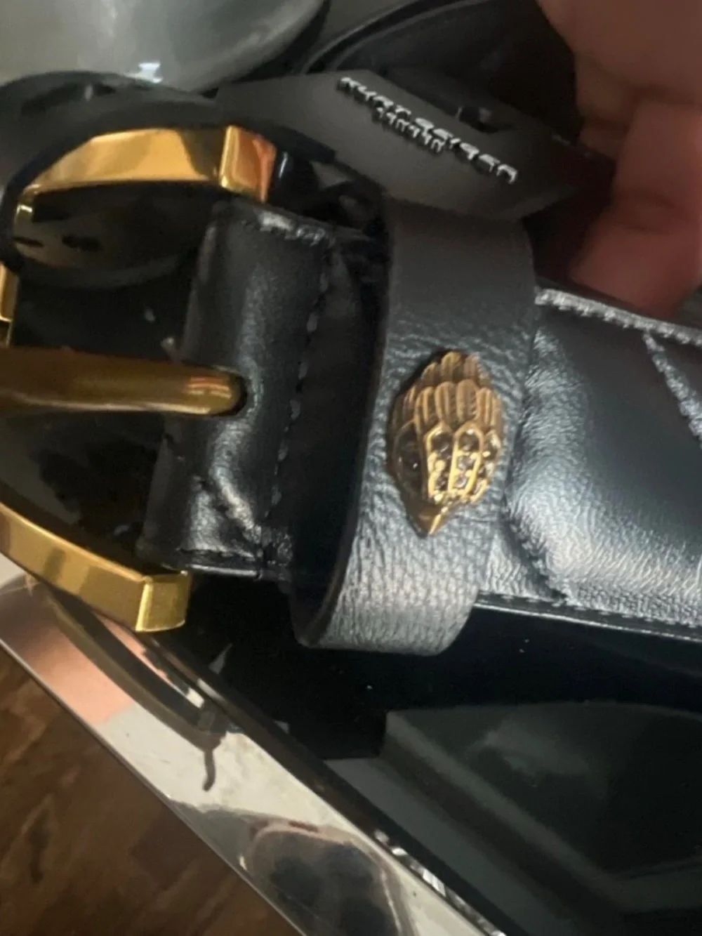 New M/L Kurt Geiger Black Quilted Belt